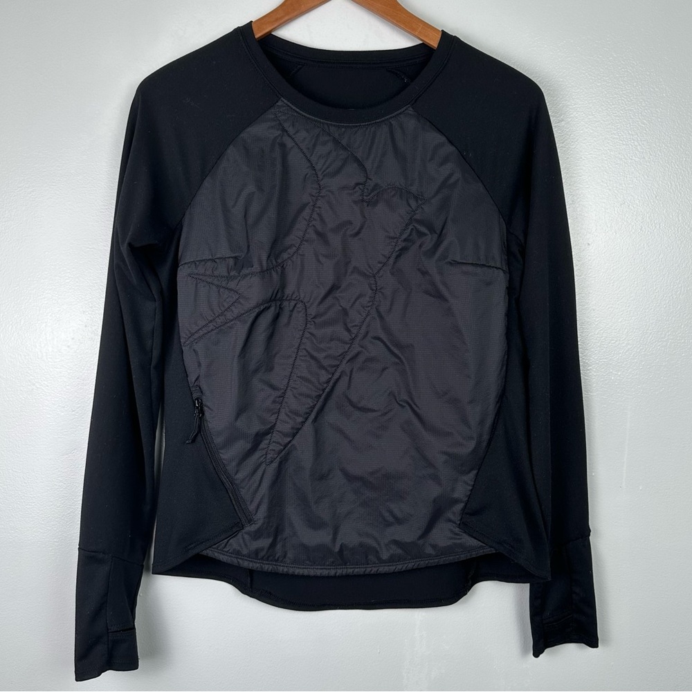 Oiselle Running Flyout Insulated Base Layer Long Sleeve Top Medium Black